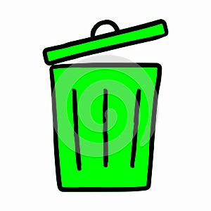 Thrash Bin icon design on white background photo