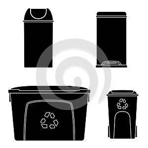 Thrash and recycling can. Garbage container set.