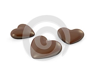 Thre heart shaped chocolate candies