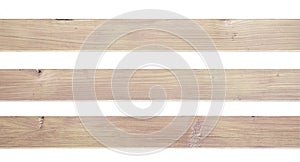 Thre wooden plank or board with white background