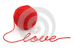 Thread ball with word 'love'