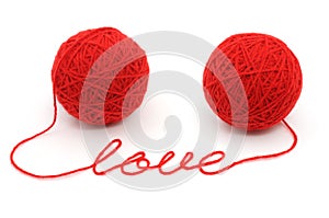 Thread balls with word 'love'