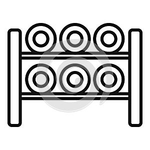 Thread bobine rack icon outline vector. Cotton factory photo