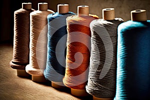 Thread coils for sewing clothes in factory textile industry