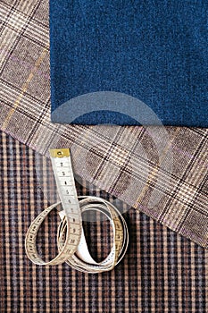 Thread fabric wool sewing man cage blue choice design atelier tailor many different things color tape-measure