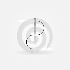 Thread and needle vector icon or symbol