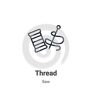 Thread outline vector icon. Thin line black thread icon, flat vector simple element illustration from editable sew concept