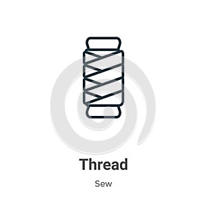 Thread outline vector icon. Thin line black thread icon, flat vector simple element illustration from editable sew concept