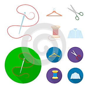 Thread, reel, hanger, needle, scissors. Atelier set collection icons in cartoon, flat style vector symbol stock