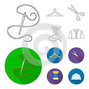 Thread, reel, hanger, needle, scissors.Atelier set collection icons in outline,flat style vector symbol stock