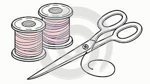 Thread, Scissors & Thimble, Complete Sewing Kit, vector design Generative AI