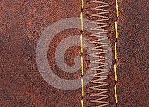 Thread seam on leather