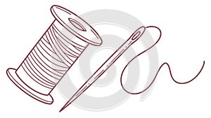Thread Spool and Needle, Sewing Supplies Icon, vector design Generative AI