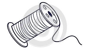 Thread Spool Outline Drawing for Needlework and Textiles, vector design Generative AI