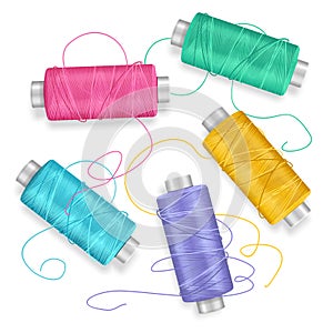 Thread Spool Set Background. Vector