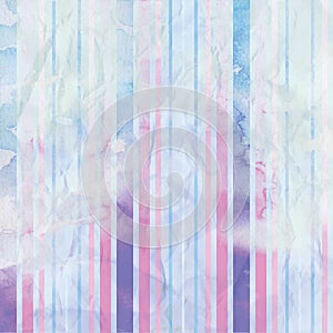 Threadbare watercolor striped background with staines