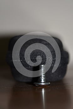 Threaded bolt standing upright