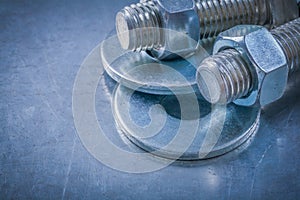 Threaded bolt washers screwbolts construction nuts on metallic b