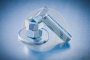 Threaded screwbolt nuts and bolt washer on