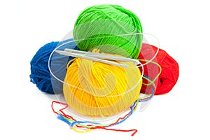 Threads and hook for knitting