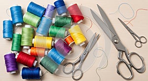 Threads are partially unwound from the spools adding a dynamic element