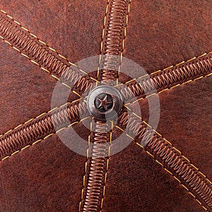 Threads seam on leather