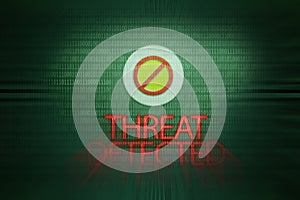 Threat detected message. Computer virus.