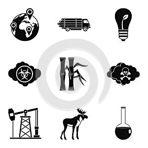 Threat of nature icons set, simple style