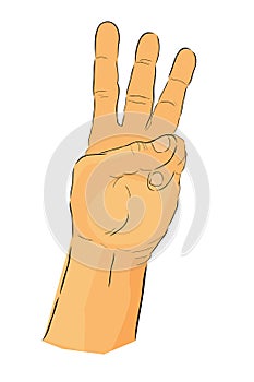 three 3 gesture simple vector draw sketch doodle man hand