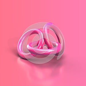 Three 3D Interlocking Rings on a pink background, 3D Render