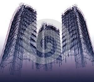 Three abstract sky-scrapers