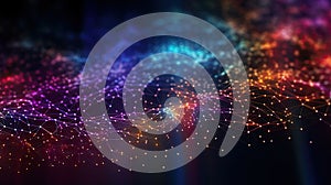 three abstract technology particles mesh background