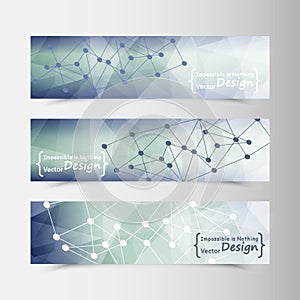 Three abstract vector banners. Design of a business card