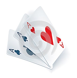 Three aces in playing cards