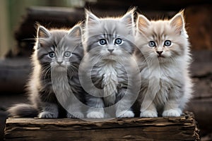 Group of three kittens sitting together