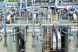 Three adsorption columns of the gas processing plant