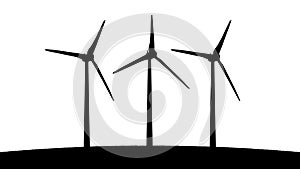 Three aeolian windmills silhouettes photo