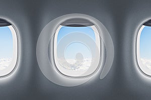 Three airplane or jet windows