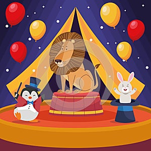 three animals in circus