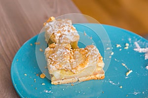 Three apple pie pieces