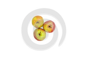 Three apples on white