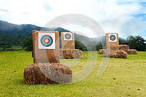 Three archery target on the field photo