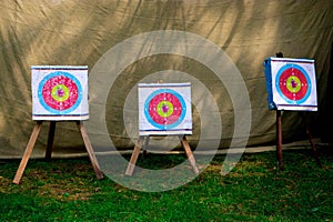 Three archery targets at the ethno festival