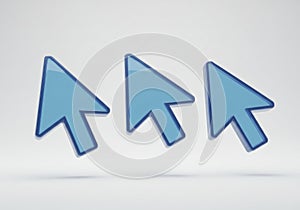 Three Arrow Cursor Icons Blue on White Background