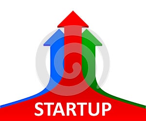 Three arrow up, startup concept, business vision - for stock