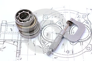 Three ball bearings over and over with micrometer