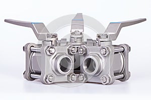 Three ball valve on white background