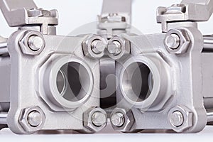 Three ball valve on white background