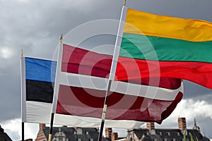 Three Baltic States national flags