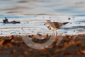 Three-banded Plover - Charadrius tricollaris small wader, resident in much of eastern and southern Africa and Madagascar, inland